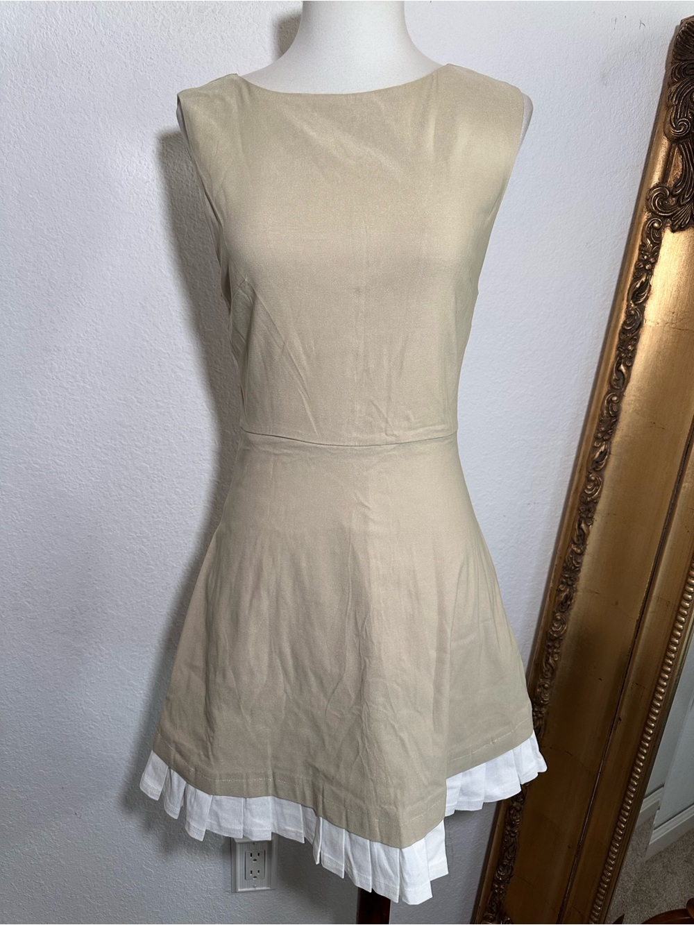 New Blu Pepper For Rihoas Apricot Splicing Pleated Mini Dress Size Medium - Picture 4 of 10